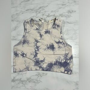 Aerie Offline Running Cropped Tank Marbled White/Blue - Size L